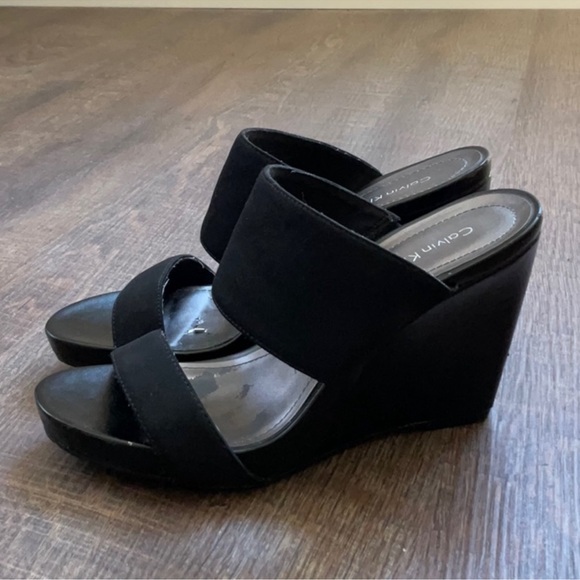 Calvin Klein Black Wedge Slides SZ 11 M - Picture 5 of 7
